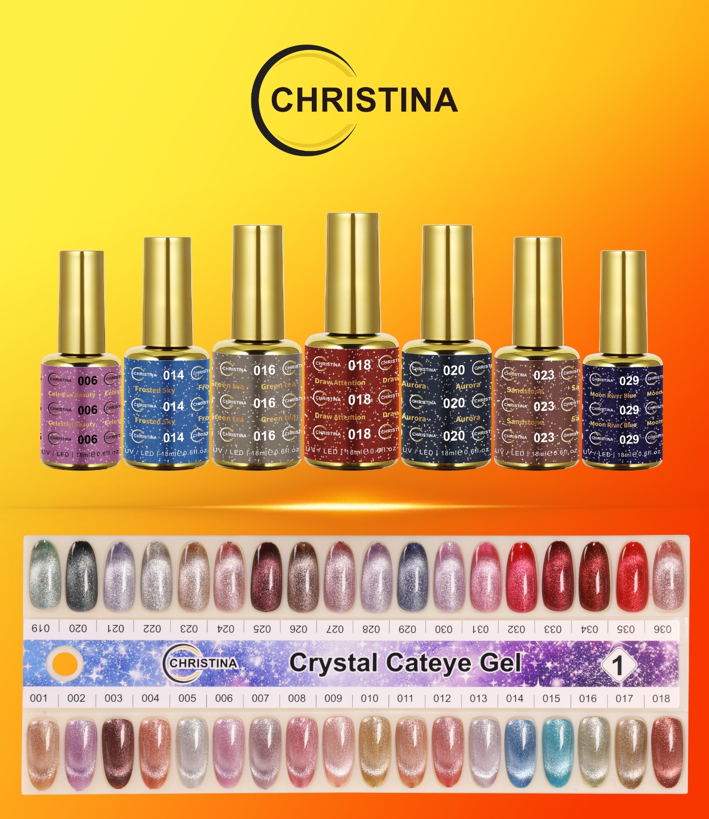 Crystal cat eye gel set 36 colour HCJ Nails Supply